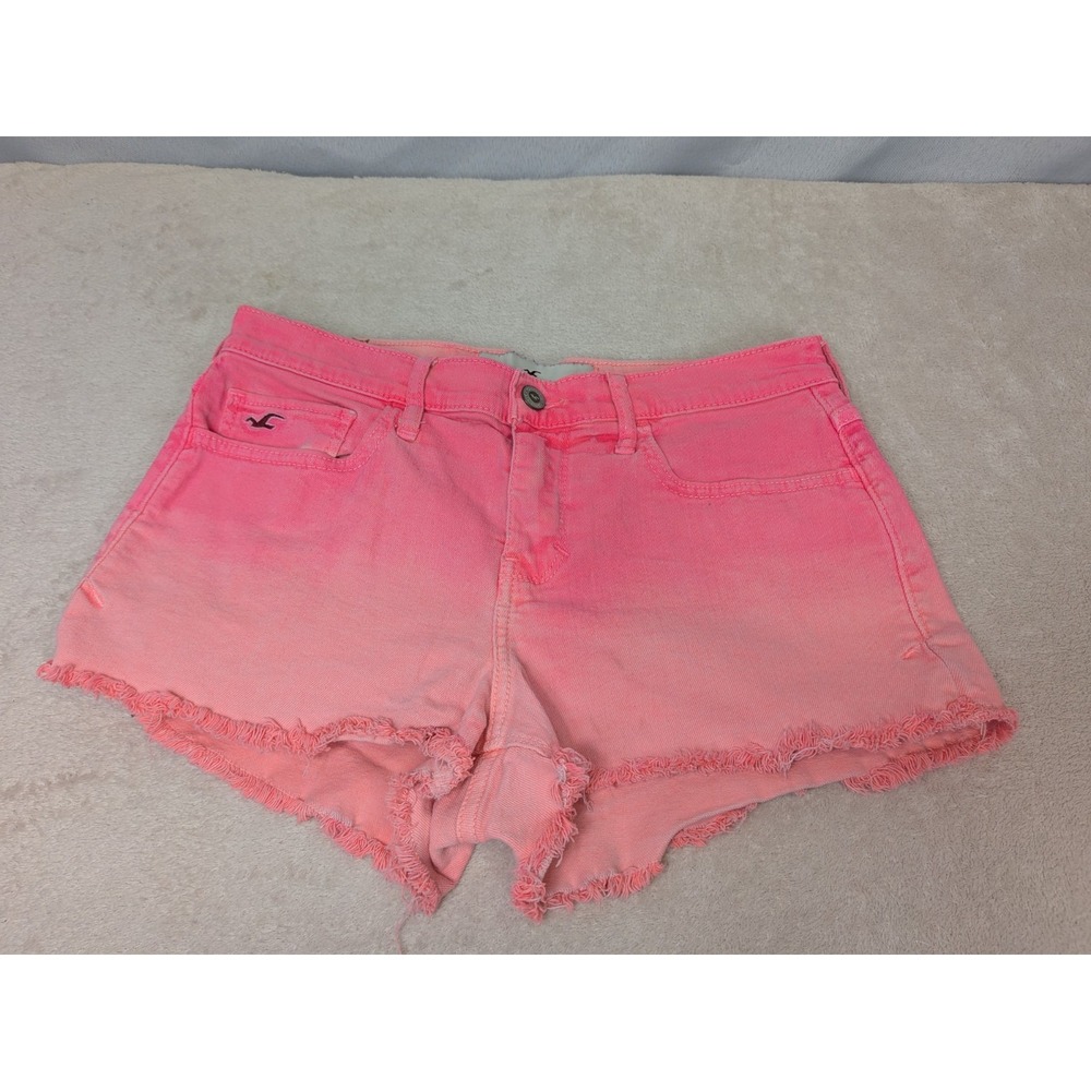 Hollister Denim Shorts Size 3 W26 Neon Pink‎ Distressed Summer Festival Boho